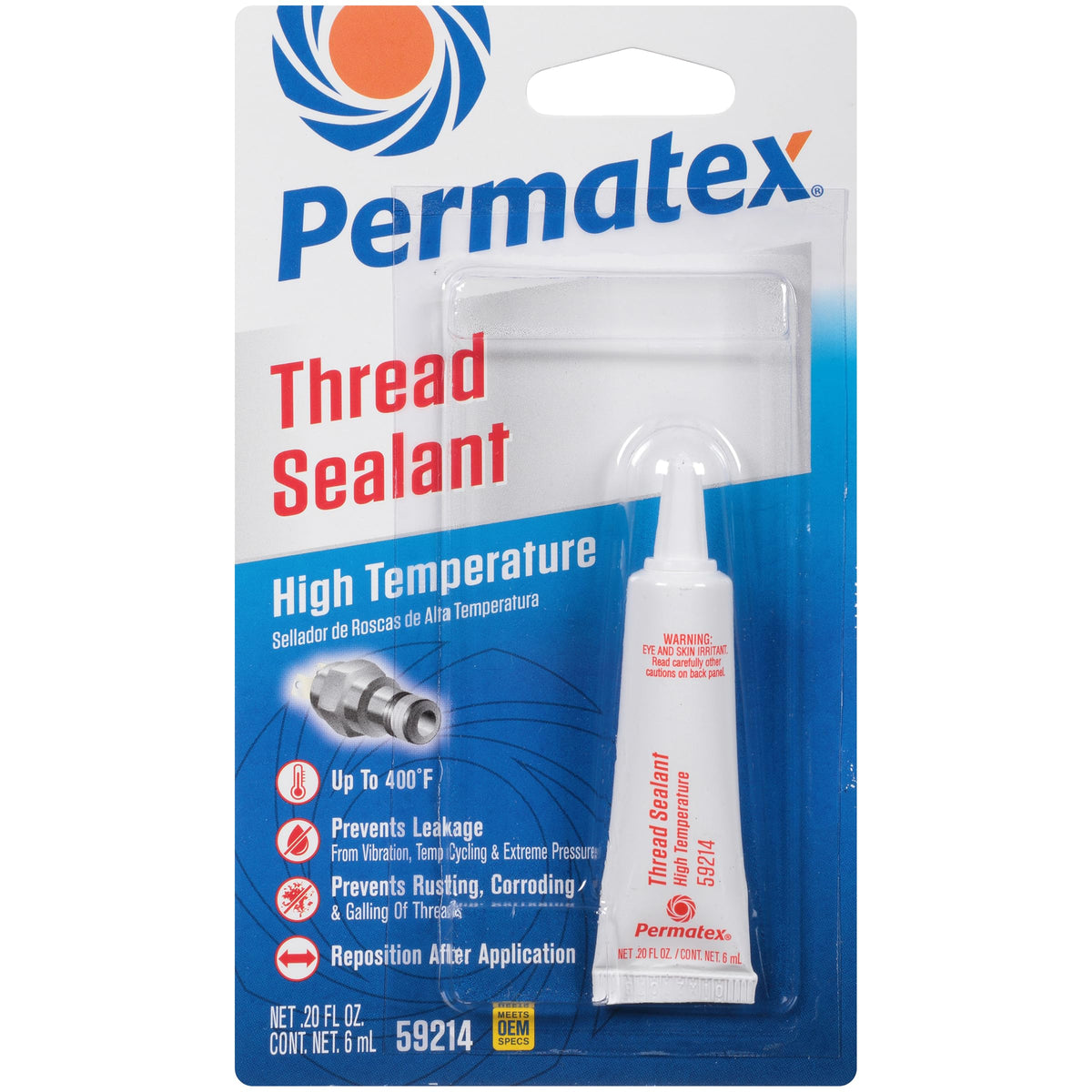 PERMATEX 59214 Permatex 59214 High Temperature Thread Sealant, 6 ml Tube