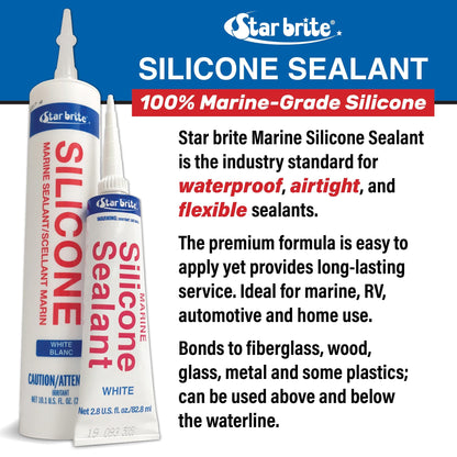 STAR BRITE 082122 STAR BRITE Marine Silicone Sealant - Clear 10.1 Oz - Waterproof, Durable, UV Resistant, for Fiberglass, Metal, Wood, Glass, Ceramic & More (082122)