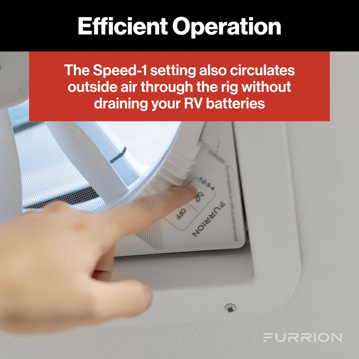 FURRION LLC FVF14D90R6A-PW-AM Furrion 10-Blade, 14" RV Rooftop Vent Exhaust Fan with Lid, Four Fan Speeds, Push-Button Controls, Removable Insect Screen, Flush-Mount Design for 2" to 7" Thick Roofs, White - FVF14D90R6A-PS-AM