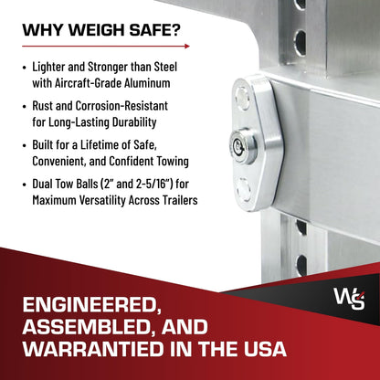WEIGH SAFE LTB6-2.5-KA Weigh Safe Adjustable Trailer Hitch Ball Mount, 6" Adjustable Drop Hitch for 2.5" Receiver w/ 2 pc Keyed Alike Lock Set, Heavy Duty Aluminum Trailer Tow Hitch w/ Stainless Steel Tow Balls, 18,500 GTW