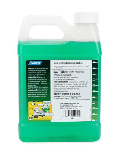CAMCO 40226 Camco TST Fresh Scent RV Toilet Treatment - Formaldehyde Free - Breaks Down Waste And Tissue - Septic Tank Safe - Treats up to 8-40 Gallon Holding Tanks (32 Ounce Bottle) (40226)
