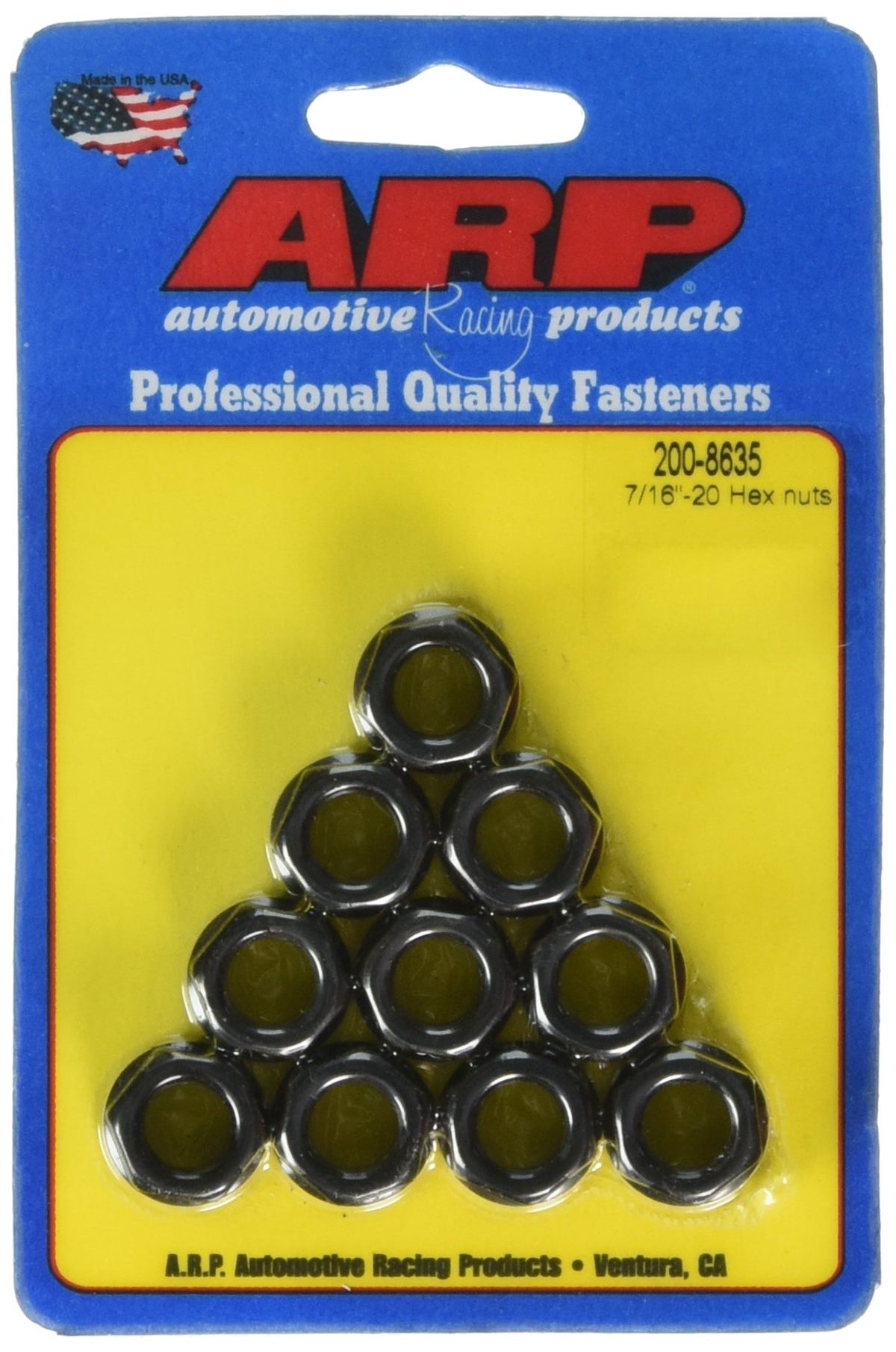 ARP 200-8635 ARP 2008635 Hex Nuts, Steel With Black Oxide Finish, Package Of 10 With 7/16-20 Thread Size And 5/8 Socket Size