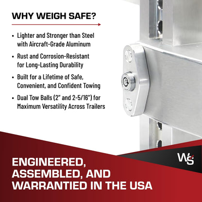 WEIGH SAFE CTB6-2 Weigh Safe Trailer Hitch Ball Mount, 6" Drop, 2" Receiver, Chrome Balls