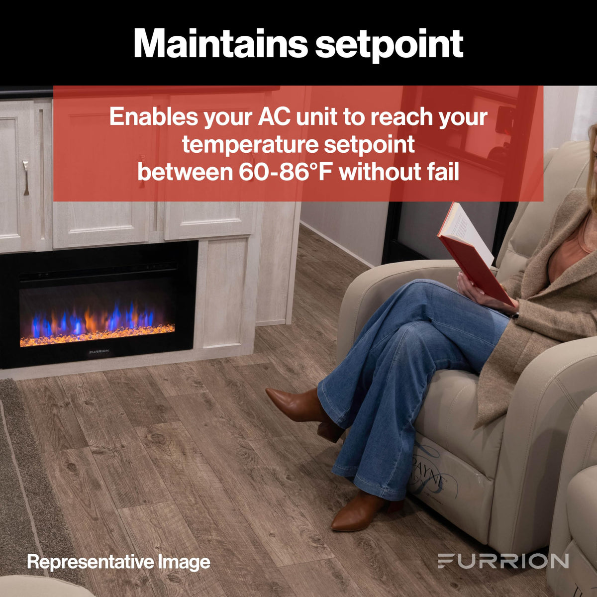 FURRION LLC FACC12ESPA2-BL-AM Furrion 2024044601 Standard Single Zone Controller for Chill HE Low-Profile RV Air Conditioner Systems (R32) #FACC12ESPA2-BL-AM