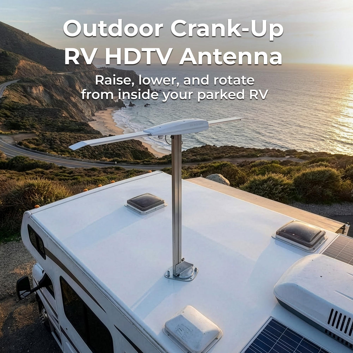 WINEGARD RV-3095 Winegard RV-3095 Sensar III Batwing Amplified RV TV Antenna (VHF/UHF, Digital, 4K Ready, 55 Mile Range)