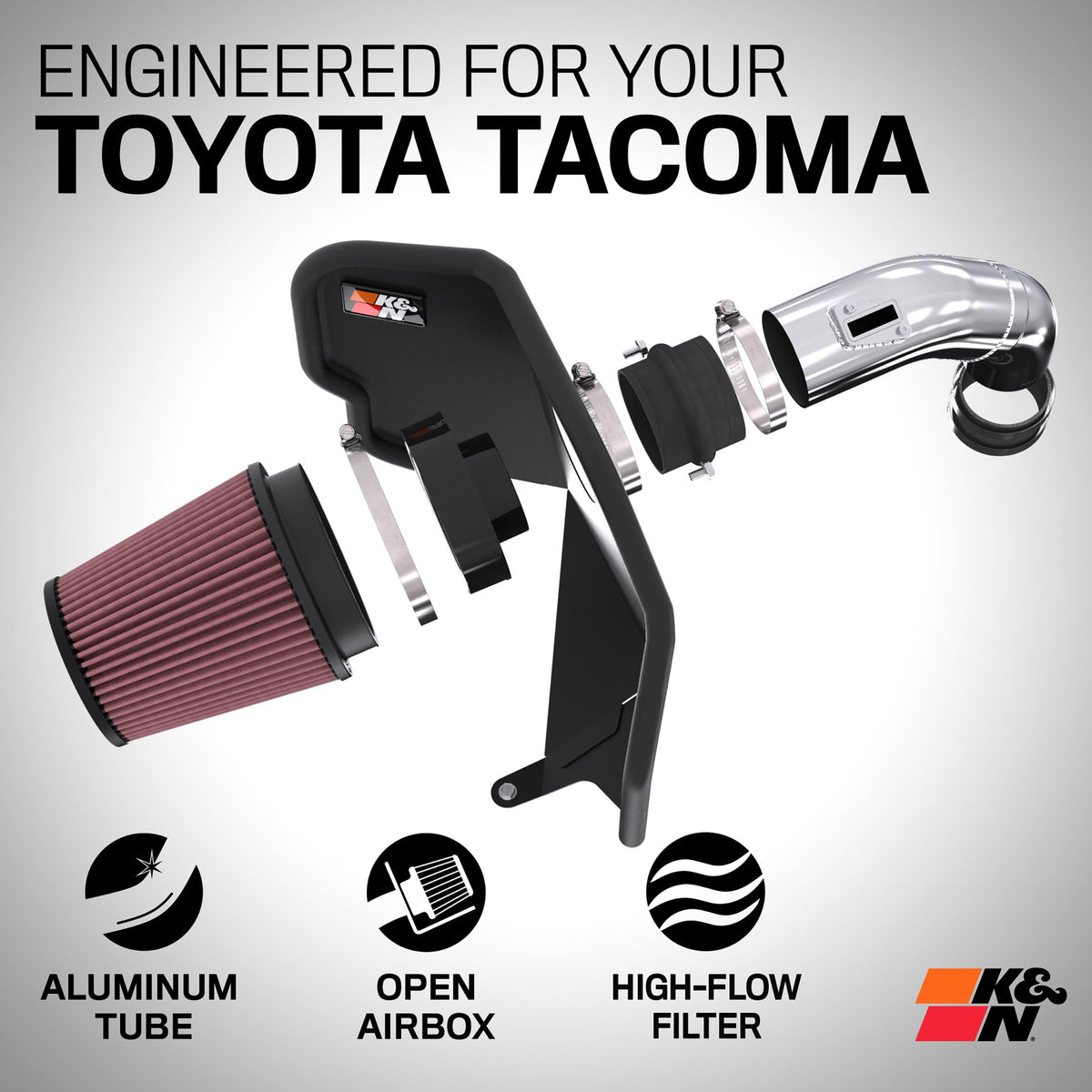 K&N 77-9043KP Cold Air Intake System: High-Flow Air Filter