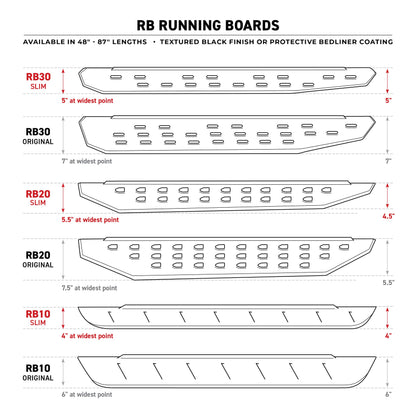 GO RHINO 69600057PC Go Rhino RB30 Running Boards | 57", Galvanized Steel, Textured Black | 69600057PC