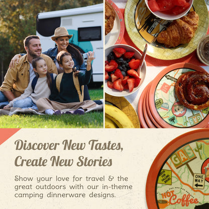CAMP CASUAL CC-001 Melamine Plates & Bowls Set - 12-Piece Dish Set for Indoor & Outdoor Dining - BPA Free, Top Shelf Dishwasher Suitable Dinnerware Set - Sturdy Melamine Dinnerware Sets - Camping Dishes by Camp Casual
