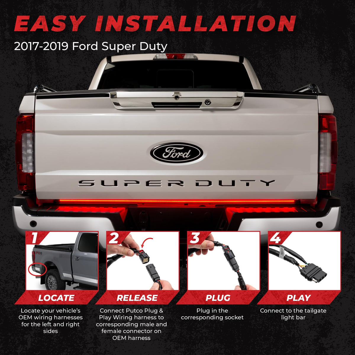 PUTCO 9202060-06 Putco 60" Blade LED Tailgate Light Bar Red/White LEDs & Plug-N-Play Quick Connect Harness - Fits Ford F250/F350 2017-2019