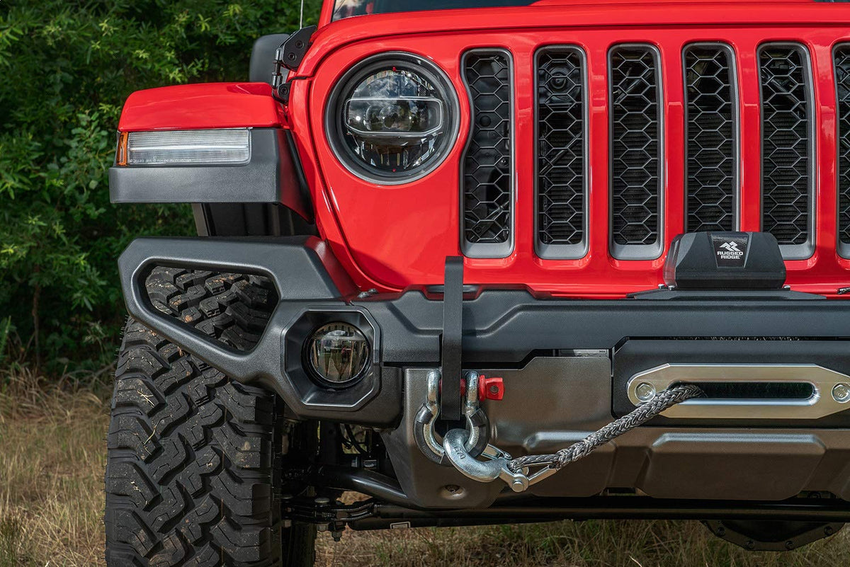 RUGGED RIDGE 11549.42 Rugged Ridge Venator Bumper, Front for Jeep Wrangler/Gladiator | Full Width w/Winch Tray, Steel, Black | 11549.42 | Fits 2018-2025 Jeep Wrangler JL; 2020-2025 Jeep Gladiator JT