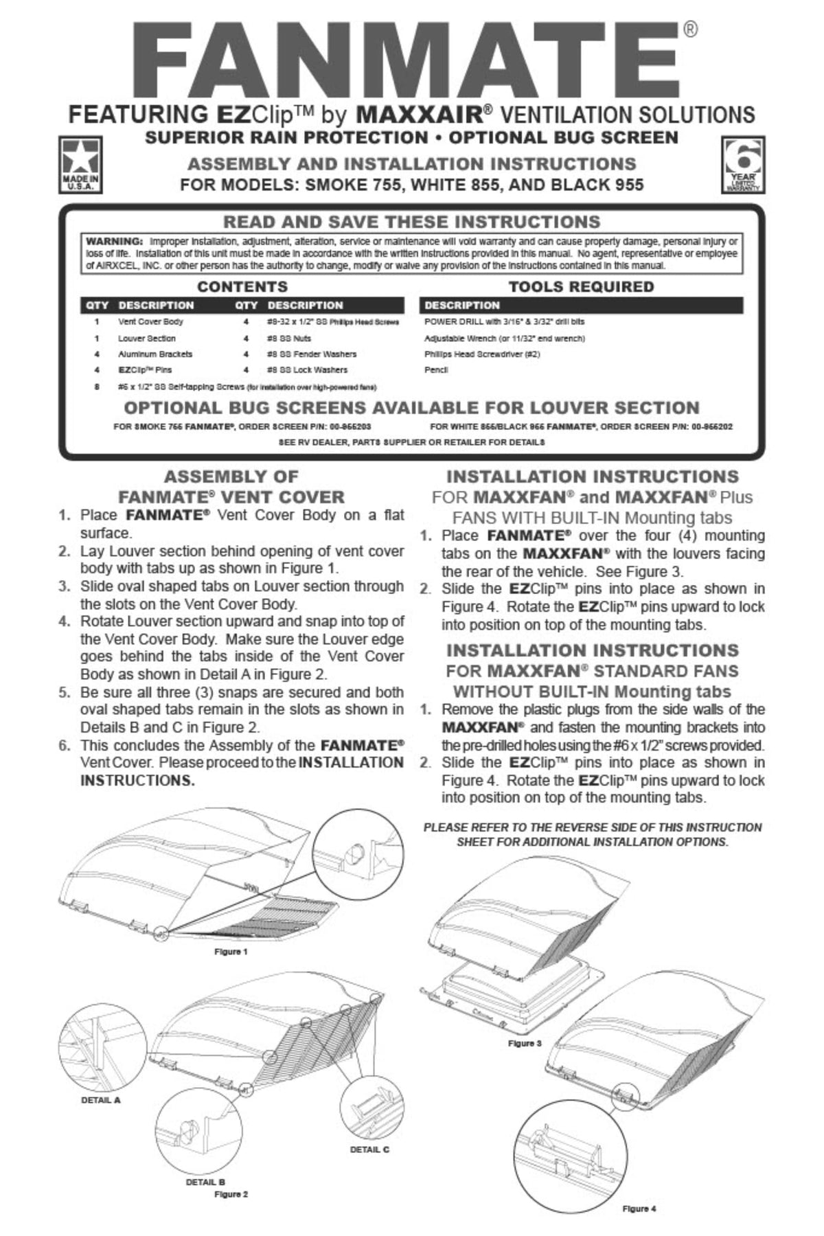 MAXXAIR VENT 00-933051 MAXXAIR Maxx I+ RV Roof Vent Cover, Zero-Leak, White 00-933051