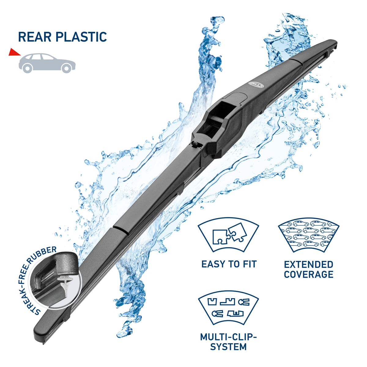 HELLA 358112921 Hella OE Quality 12 Inch All Seasons Streak-Free Rubber Rear Wiper Blade fits select Domestic, Asian and European vehicles / 9XW398114012T