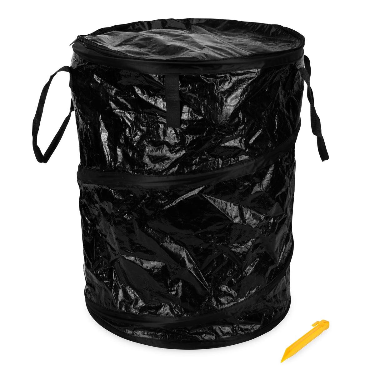CAMCO 42893 Camco Pop-Up Utility Container - Use as Collapsible Trash Can When Camping - Holds 30-Gallon Kitchen-Size Trash Bags - Stands 2-Ft Tall & Collapses for RV Storage and Organization (42893-A)