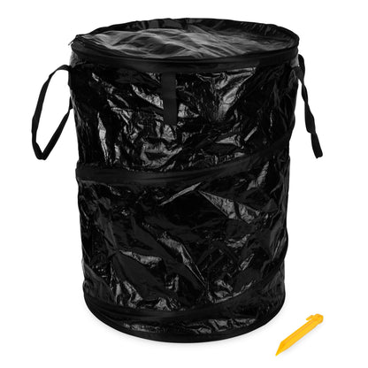CAMCO 42893 Camco Pop-Up Utility Container - Use as Collapsible Trash Can When Camping - Holds 30-Gallon Kitchen-Size Trash Bags - Stands 2-Ft Tall & Collapses for RV Storage and Organization (42893-A)