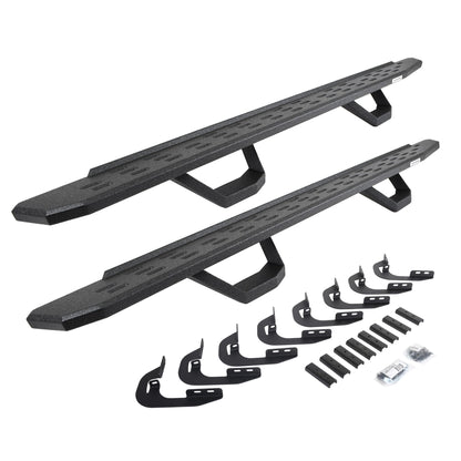 GO RHINO 6960478720T Go Rhino RB30 Running Boards, Brackets, & 2 Pair of Drop Steps | Galvanized Steel, Protective Bedliner Coating | 6960478720T | Fits 2014-2018 Chevrolet Silverado/GMC Sierra 1500 Crew Cab (See Descr.)