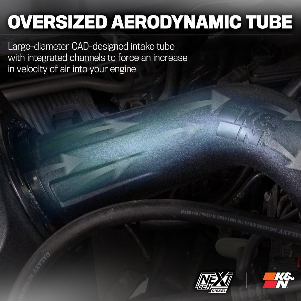K&N FILTER 50-1583D K&N NextGen Diesel Dryflow Cold Air Intake: Compatible with 2019-2024 RAM; 2500; 3500; 50-1583D