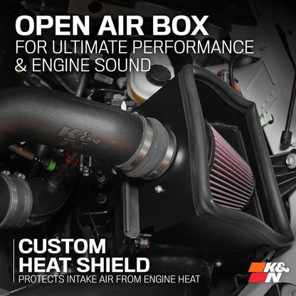 K&N FILTER 63-2593 K&N Cold Air Intake System: High-Flow Air Filter, Increase Performance & Towing: Compatible with 2015-2026 FORD: F150 V6 2.7L, 63-2593