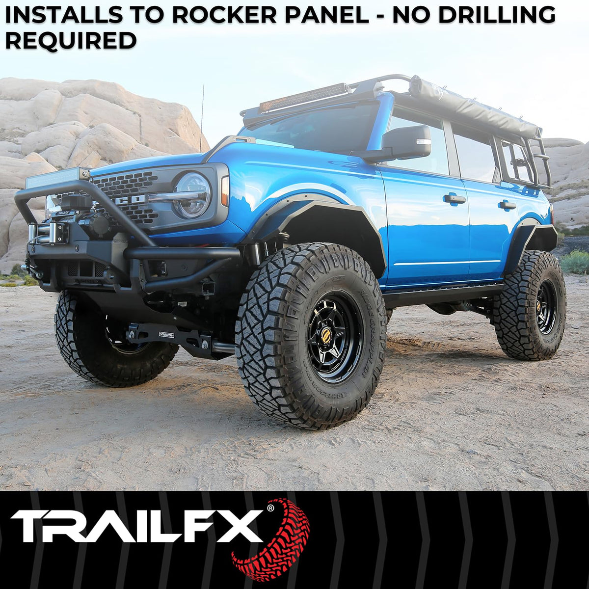 TRAILFX ORB005 TrailFX Overland Running Board for Jeep Wrangler JK 4 Door 2007-2018 Matte Black Powder Coated Steel Bolt On Set of 2 Nerf Bars with Installation Hardware TrailFX ORB005