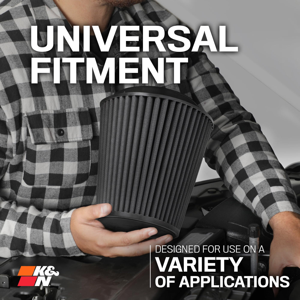 K&N FILTER RU-5283HBK K&N Dryflow Lifetime Universal Clamp-On Air Filter: Dry Synthetic, Washable, Oil-Free: Flange Diameter: 4.5 In, Filter Height: 8 In, Flange Length: 1.5 In, Shape: Round Tapered, RU-5283HBK