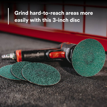 3M 36536 3M Green Corps Roloc Disc 36536, 80+ Grit, 3 in, Pack of 25 Heavy Duty, Quick Change Discs for Grinding, Coating Removal, Fast Cutting