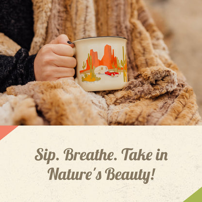 CAMP CASUAL CC-004T Ceramic Coffee Mug - 15 oz Retro Inspired Camping Mug - for Hot & Cold Drinks - Works as a Tea, Soup, & Coffee Mug - Stylish, Versatile, & Microwaveable Camping Coffee Mugs by Camp Casual