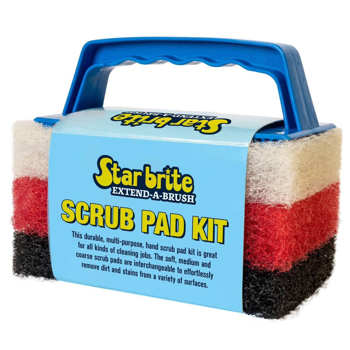 STAR BRITE 040023PW STAR BRITE Scrub Pad Kit - 3 Different Textured Scouring Pads & Interchangeable Handle (040023PW)