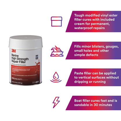 3M 46014 3M Marine High Strength Repair Filler, 46014, 1 gal, White, Gallon