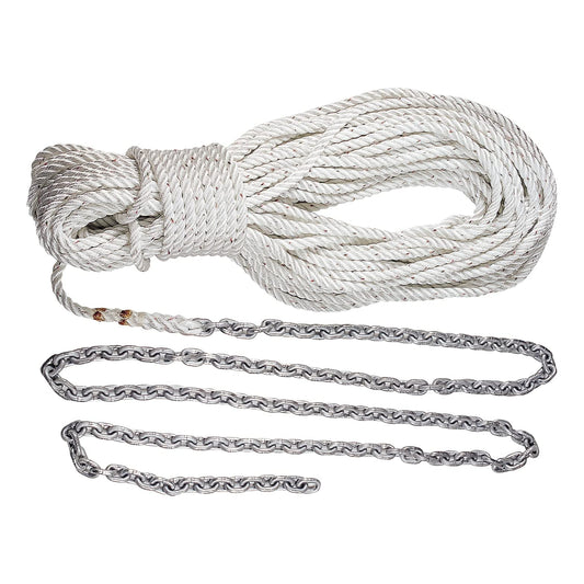 LEWMAR HM15HT300PX Lewmar Boat Anchor Rode for Windlasses - 15' 1/4" G4 Chain, 300' 1/2" 8-Plait Rope with Shackle, High-Test-Rated Galvanized Links, Hand-Sewn Whipping