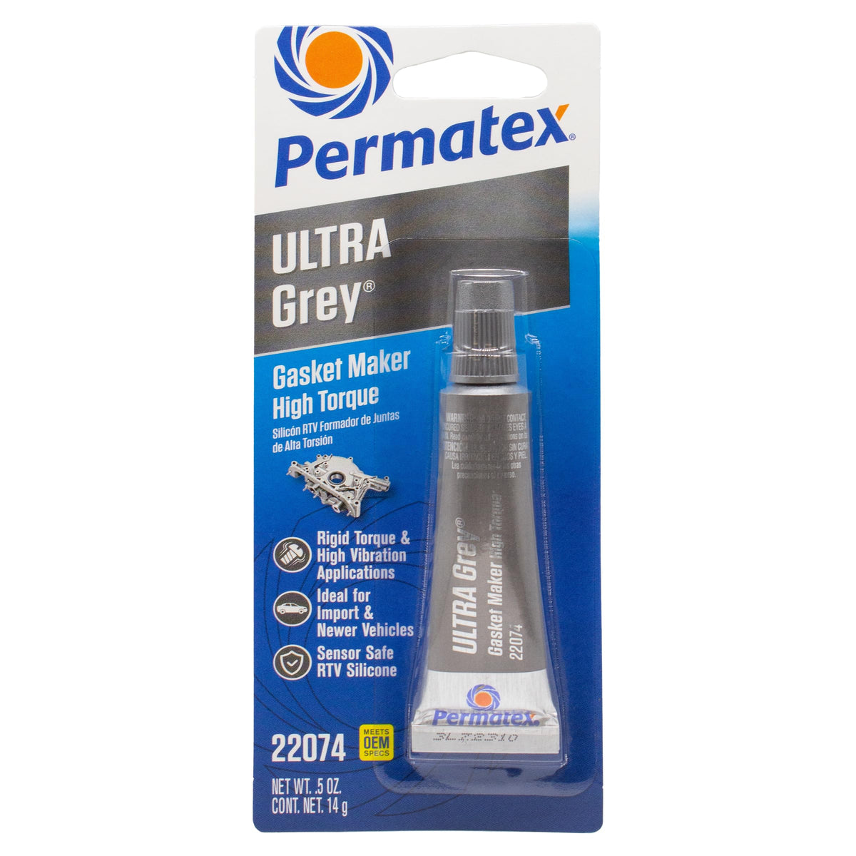 PERMATEX 22074 Permatex 22074 Ultra Grey Rigid High-Torque RTV Silicone Gasket Maker, 0.5 oz.