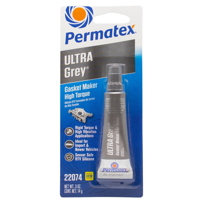 PERMATEX 22074 Permatex 22074 Ultra Grey Rigid High-Torque RTV Silicone Gasket Maker, 0.5 oz.