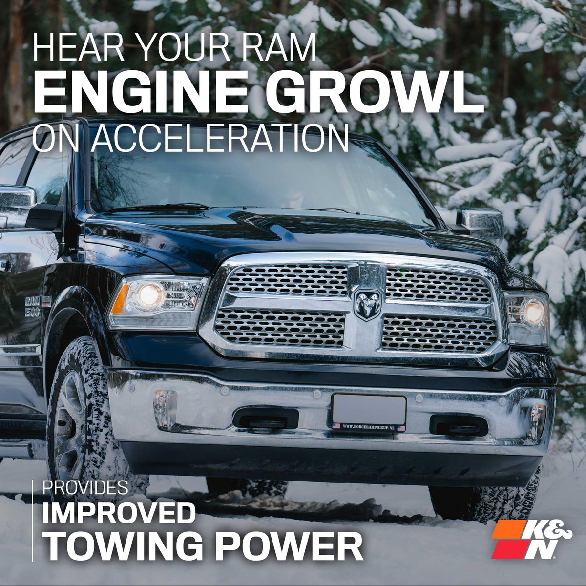 K&N FILTER 63-1578 K&N Cold Air Intake System: High-Flow Air Filter, Increase Performance & Towing: Compatible with 2019-2026 RAM 1500, 63-1578