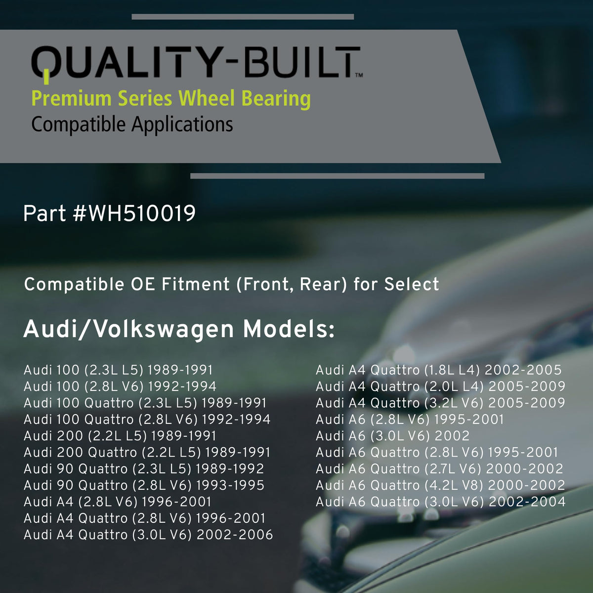 MPA WH510019 Mpa WH510019 08-89 AUDI-VW 100-100 QUATTRO-0-0 QUATTR