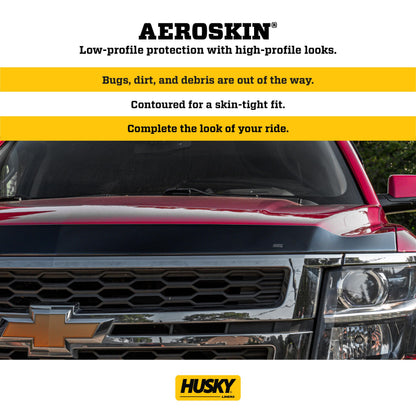 Husky Liners 2877135 Husky Liners Aeroskin Hood Protector – Fits 2017-2022 Ford F-250, F-350, F-450, F-550 Super Duty – Low Profile Deflector/Bug Shield - 1 pc., Matte Black – 2877135