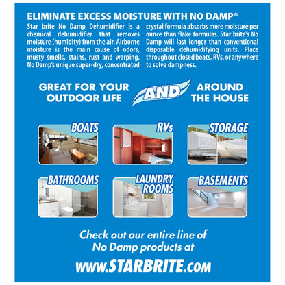 STAR BRITE 085412 STAR BRITE No Damp Moisture Absorber & Dehumidifier - Simple, Portable, Humidity Control for Boats, RVs, Seasonal Homes & More - Prevent Musty Odor & Moisture Damage