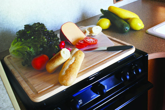 CAMCO 43753 Camco - Hardwood Cutting Board and Stove Topper with Non-Skid Backing, Includes Flexible Cutting Mat (43753)