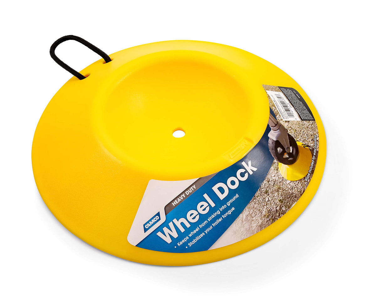 CAMCO 44632 Camco Heavy Duty Wheel Dock with Rope Handle - Helps Prevent Trailer Wheel from Sinking Into Dirt or Mud, Easy to Store and Transport (44632)