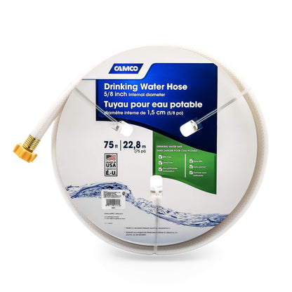 CAMCO 22803 Camco 75ft TastePURE Drinking Water Hose- Lead and BPA Free, Reinforced for Maximum Kink Resistance 5/8" Inner Diameter (22803)
