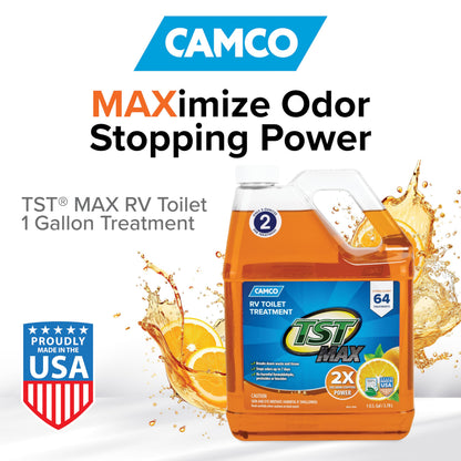 CAMCO 41197 Camco TST MAX Camper/RV Toilet Treatment - Features Septic Safe Formula & Stops Odors Up to 7 Days - Orange Scent, 1-Gallon (41197)