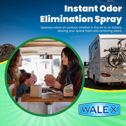 WALEX ASSURE32PS Walex Assure RV Odor Eliminator Air Freshener Spray - Neutralizes Airborne Odors & Freshens Fabrics, Instant Odor Elimination with Natural Essential Oils, Pet Safe, Long Lasting; Pure Sunshine, 32 oz
