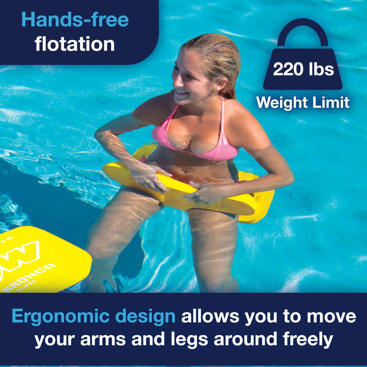 WOW SPORTS 14-2150 WOW Sports Foam Water Saddle Float - Yellow - Hands-Free Pool Seat
