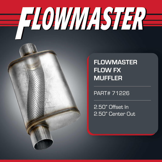 FLOWMASTER 71226 Flowmaster Flow FX Chambered Muffler – 2.50" Offset In / 2.50" Center Out