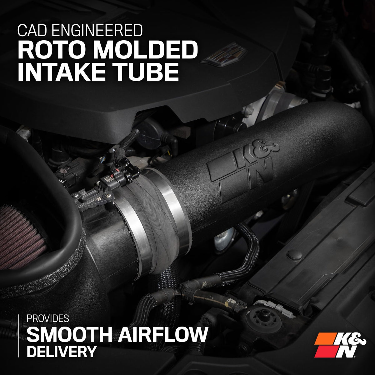 K&N FILTER 63-3121 K&N Cold Air Intake System: High-Flow Air Filter, Increase Performance & Acceleration: Compatible with 2022-2025 Cadillac: CT5, 63-3121