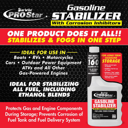 STAR BRITE 084332 STAR BRITE PRO Star Gasoline Stabilizer - Fog & Protect Stored Engines & Entire Fuel System from Corrosion - Keep Gas Fresh for up to 1 Year - EZ Store EZ Start - 32 OZ (084332)