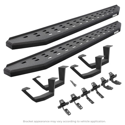 GO RHINO 6940488720T Go Rhino RB20 Running Boards, Mounting Brackets, & 2 Pair of Drop Steps | Galvanized Steel, Protective Bedliner Coating | 6940488720T | Fits 2019-2025 Chevrolet Silverado/GMC Sierra Crew (See Descr.)