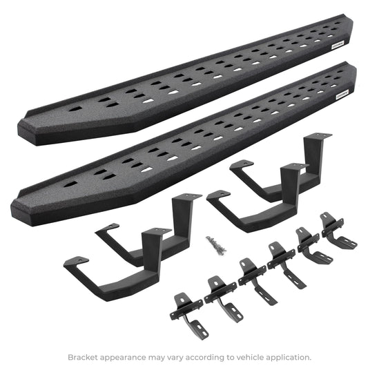 GO RHINO 6941068720T Go Rhino RB20 Running Boards, Mounting Brackets, & 2 Pair of Drop Steps | Galvanized Steel, Protective Bedliner Coating | 6941068720T | Fits 2010-2024 RAM 2500/3500; 2009-2010 RAM 1500 Crew Cab