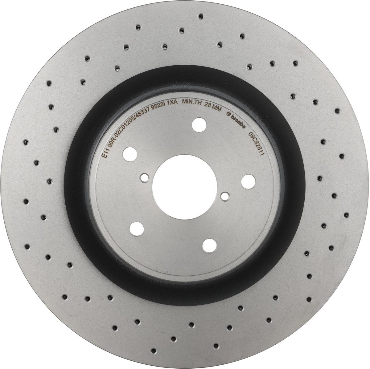 BREMBO 09C82811C02 Brembo 09.C828.11 UV Coated Pillar Vented drilled Brake Rotor SUBARU OE# 26300VA000