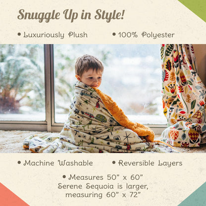 CAMP CASUAL CC-008BP Camp Casual Throw Blanket for Camping - Plush Reversible Camping Blanket for Indoor & Outdoor Settings - Machine Washable Soft Blanket - 100% Polyester Cozy Blanket with Retro-Inspired Patterns