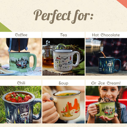 CAMP CASUAL CC-004B Ceramic Coffee Mug - 15 oz Retro Inspired Camping Mug - for Hot & Cold Drinks - Works as a Tea, Soup, & Coffee Mug - Stylish, Versatile, & Microwaveable Camping Coffee Mugs by Camp Casual