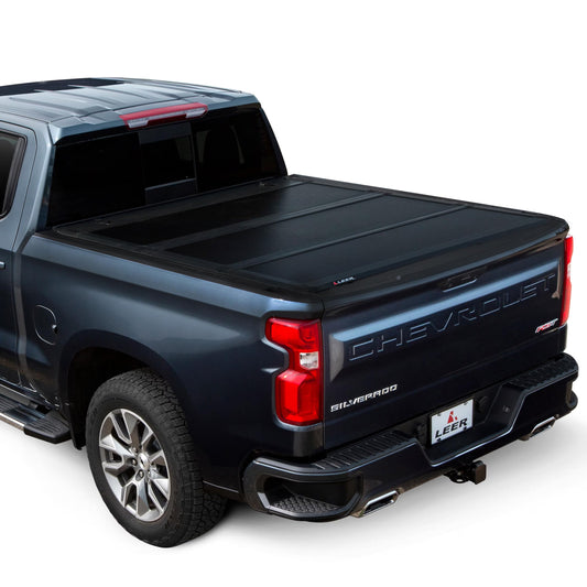 LEER 631130 LEER HF350M Tri-Folding Truck Bed Tonneau Cover, Fits Chevy Colorado and GMC Canyon, Years 2015-2022, 6'2" Truck Bed, Black