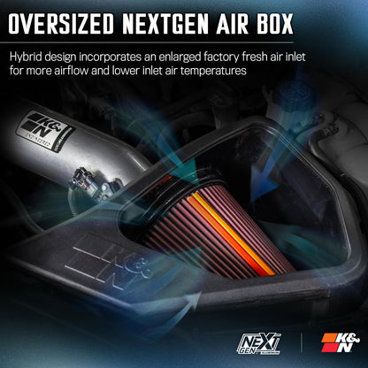 K&N FILTER 70-3110 K&N NextGen Aluminum Cold Air Intake System: High-Flow Cotton Filter: Compatible with 2021-2026 CADILLAC/CHEVROLET/GMC Escalade; Silverado 1500; Suburban; Tahoe; Sierra 1500; Yukon; Yukon XL; 70-3110